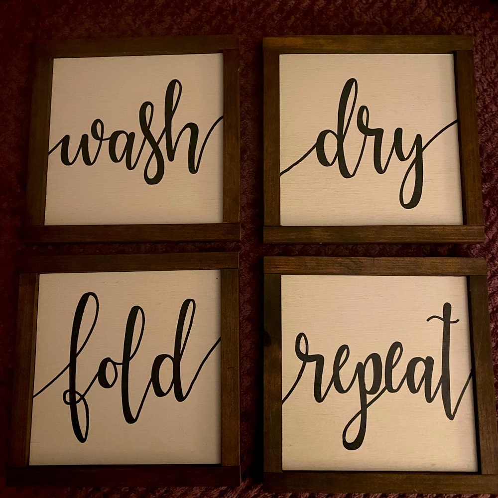 🧺Brand New/Never Used Custom Made Laundry Signs/Art - set of 4🧺